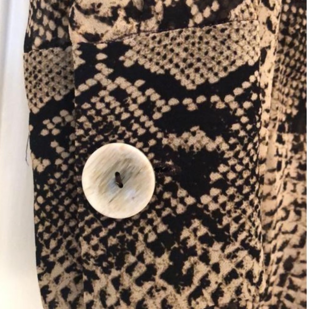 ZARA Semi Sheer Snake Print Draped Blouse - Picture 3 of 5